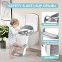 COOSEYA Potty Training Toilet with Step Stool Ladder, Toddler Kids Potty Training Seat for Boys Girls, Foldable Anti-Slip Toilet Toddler Seat Splash Guard Soft Cushion Safety Handles (Grey)