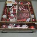 SHareconn 80ct Christmas Balls Ornaments Set, Shatterproof Plastic Colorful Xmas Decorative, Baubles for Tree Decorations with Hanging Strings, Red & White