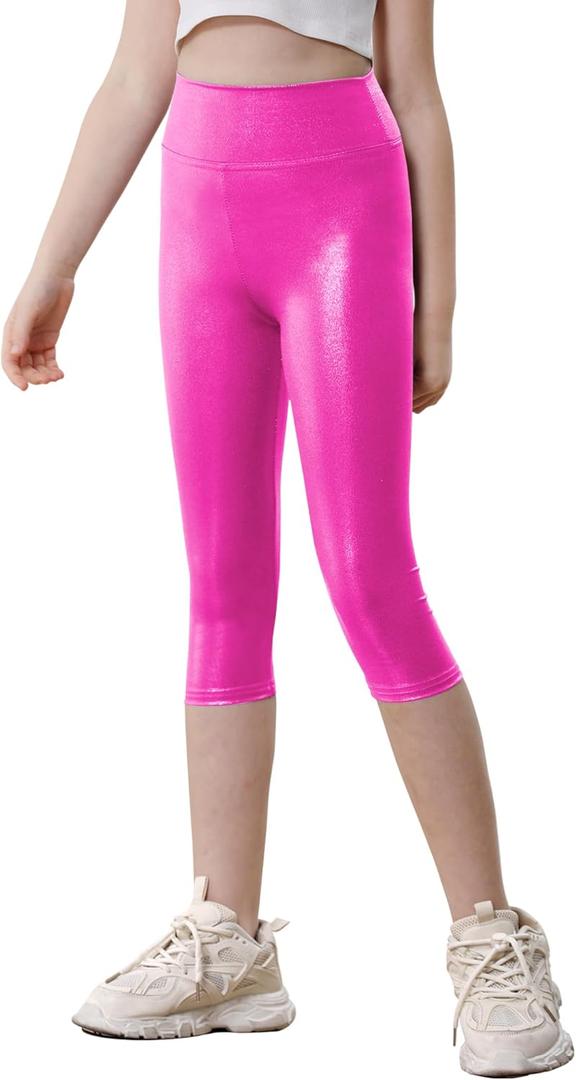 Capri Leggings for Girls 4t 5t Rose Casual Sparkle Cropped Tights Active Dance Pants
