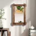 MeMoreCool 36x24 Farmhouse Rustic Wood Framed Bathroom Mirror, 24x36 Inch Wall Mounted Vanity Mirror for Bathroom Bedroom Entryway Living Room