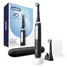 OralB iO Deep Clean Rechargeable Electric Powered Toothbrush, Black with iO Series 3 Limited, 2 Brush Heads and Travel Case  Pressure Sensor to Protect Gums  3 Cleaning Settings  2 Minute Timer