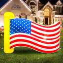 6FT Long Patriotic Independence Day 4th of July Inflatable Outdoor Decoration, American USA Flag, Built in LED Lights Blow up Fourth of July Decor for Holiday Party Garden Yard Lawn