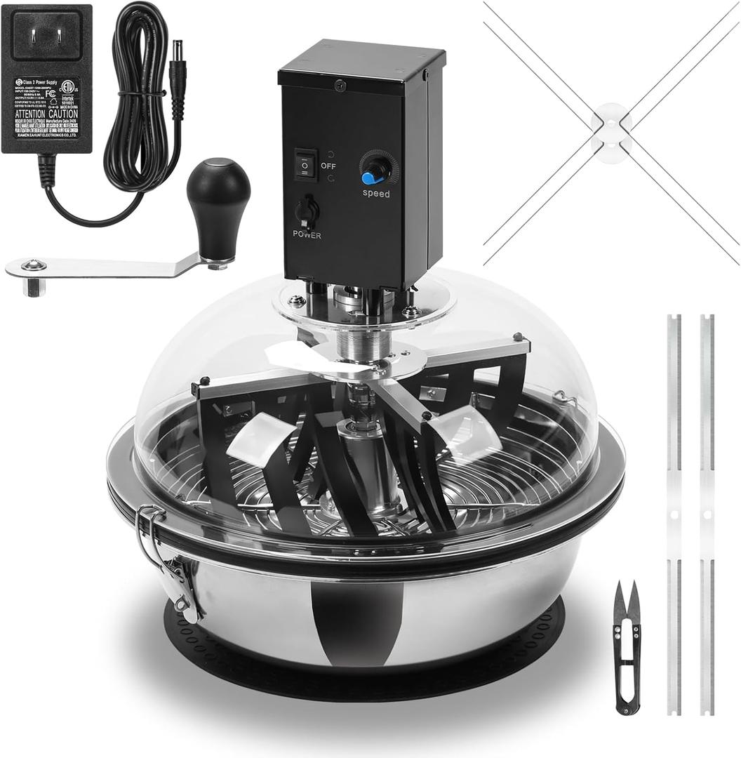 13 in Electric & Manual 2-in-1 Bud Leaf Bowl Trimmer, 20 kgf·cm Motor Torque, Adjustable Speed up to 130 RPM, Stainless Steel Blades, Perfect for Wet & Dry Herbs and Flowers
