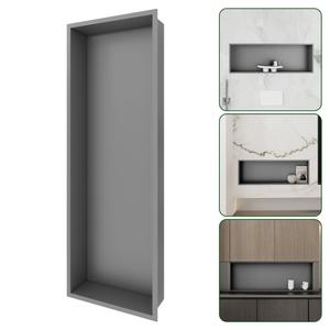 SUPERFLO Stainless Steel Shower Niche 12" X 36", No Tile Needed Recessed Niche Shower Three Shelves Organizer Bathroom Niche For Bathroom Storage, Bathroom Niche For Shower Wall, Gunmetal Gray