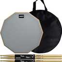 AAGUT Practice Pad with Drum Sticks Set, 12 Inch Marching Band Bass Snare Drums Pads with 4 Hickory Classic Drumsticks and Carry Bag (Gray)