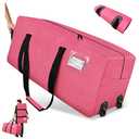 2 Wheels 2 Pack 92L Moving Bags Heavy Duty Extra Large, 29"*14"*14" Clothes Storage Totes with Backpack Straps & Strong Handles, Foldable Waterproof Packing Bags, Alternative to Moving Box (Pink)