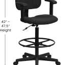 Flash Furniture Fabric Adjustable Drafting Chair, Black, Set of 1