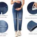 POSHGLAM Women's Maternity Boyfriend Jeans Over Belly Stretch Comfy Loose Casual Denim Pants with Pockets for Everyday Wear (XL)