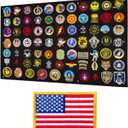 Tactical Patch Display Panel Holder Board for Military Army Combat Morale Uniform Hook and Loop Emblems, 43 Inches x 27.5 Inches (Large), with 1 Flag Patch Included