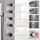 ROVATE Rainfall Waterfall Shower Tower Panel System, 304 Stainless Steel Bathroom Shower Panel Tower with 5 Body Sprays and Flexible Handheld Shower, Shower Column Wall Mount, Delicate Brushed Finish