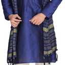 MKP9007 Blue and Ivory Men's Kurta Pyjama Indian Suit Bollywood Sherwani (4X-Large)