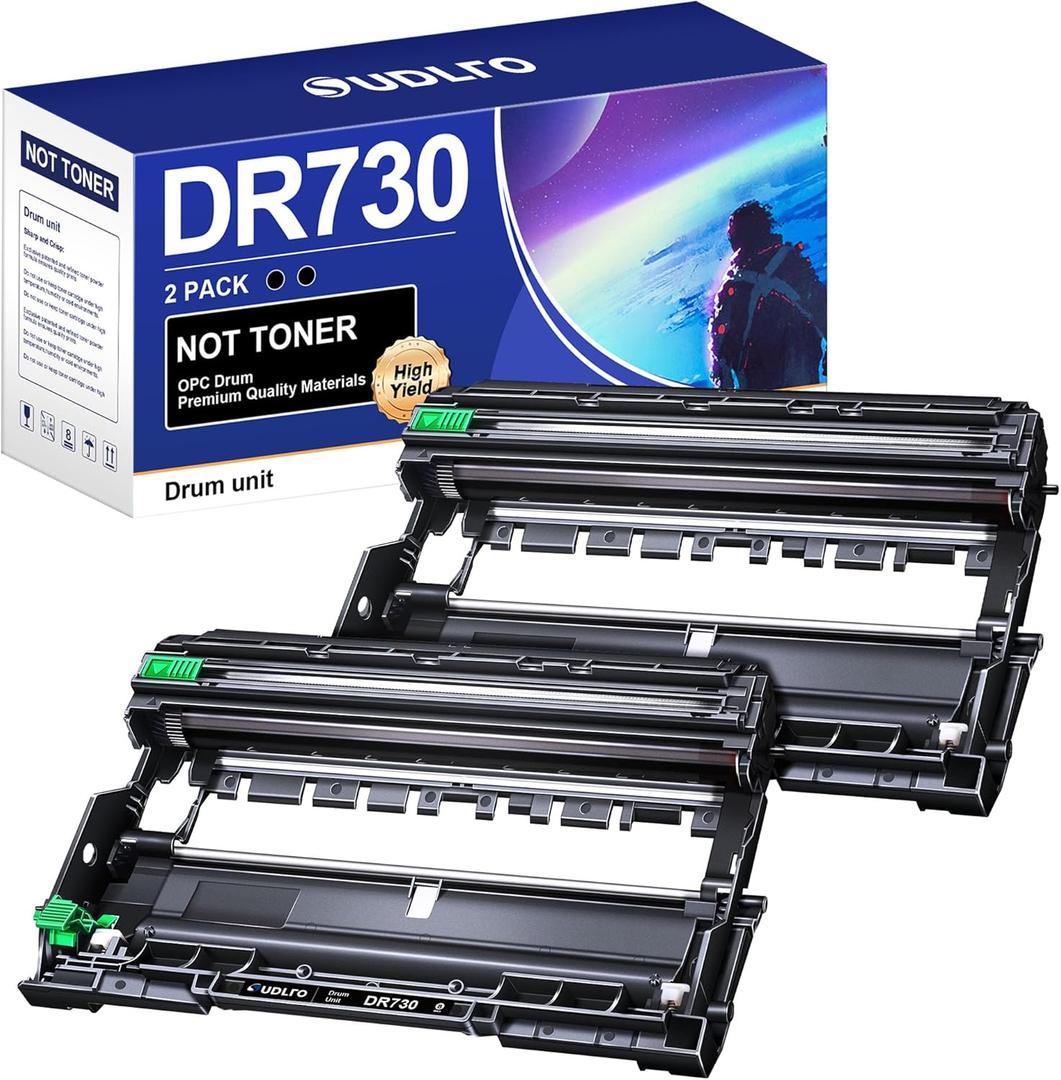 Compatible DR730 (Not Toner) Replacement for Brother Drum DR730 DR-730 Compatible with MFC-L2750DW HL-L2370DW MFC-L2710DW HL-L2350DW DCP-L2550DW Printer (2 Pack, Black)