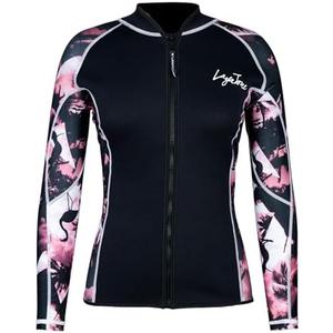 LayaTone Womens Wetsuit Top 3mm Wetsuits Jacket Long Sleeve Neoprene Shirt, Warm Wet Suit Tops, Front Zipper Swimsuit for Cold Water Swim, Diving, Surfing & Water Aerobics, Comfort Warm, Small