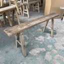 Handmade Wooden Entryway Bench - Vintage Noodle Style for Living Room, Bedroom, or Hallway - Durable Weathered Wood Finish for Rustic Home Decor