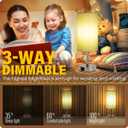 Yarra-Decor Bedside Lamp with USB Port - Touch Control Table Lamp for Bedroom 3 Way Dimmable Nightstand Lamp with Round Denim Fabric Shade for Living Room, Dorm, Home Office (LED Bulb Included)