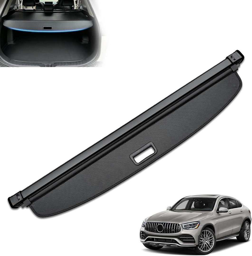 MIALUTY® Cargo Cover for 2015-2022 Mercedes-Benz GLC GLC250 GLC300 GLC350 GLC43 Retractable Trunk Cover GLC Accessories Anti-Peeping Privacy Screen,Trunk Luggage Shield Shade Carbon Fiber Texture