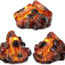 3 Pcs Flameless Fireplace Lights 3D Artificial Wood Burning Flame with Realistic Log Artificial Fire Flames Simulation Charcoal Flame Lamp for Christmas Home Decor