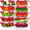 VERONES 10 Pack 22 OZ Glass Meal Prep Containers, Airtight Glass Lunch Containers Set, Glass Food Storage Containers with Lids,Exclusive of BPA, for Microwave, Oven, Freezer & Dishwasher Friendly,Red