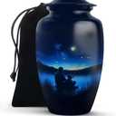 Fisherman Large Outdoor Urns for Ashes Adults Males - Fishing Funeral Urn for Human Ashes Adult - Ash Container for Women - Cremation Urns for Men - Dad Blue Urn for Burial in Ground 10 Inch