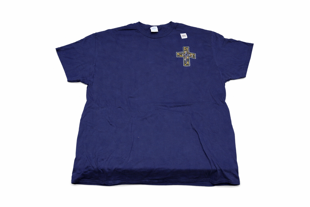 Hunting Fishing Cross Camo Faith Christian Fisherman Hunter T-Shirt Size XL