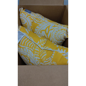 Pillow Perfect Paisley Indoor/Outdoor Accent Throw Pillow, Plush Fill, Weather, and Fade Resistant, Floor - 25" x 25", Yellow/Ivory Addie
