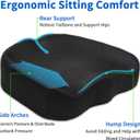 YOUFI Ergonomic Memory Foam Wheelchair Seat Cushion with Waterproof Layer | Soft Support for Sciatica, Hip & Low Back Pain Relief, Removable Cover, Pressure Relief Chair Cushion, Black