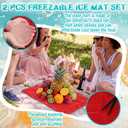 Novabright 2 Pcs Reusable Freezable Ice Mat 19.69 15.75 Inch Square Ice Pad for Buffet Table Chilled Serving Tray Party for Refrigerating Cooked Food Cheese(Red)