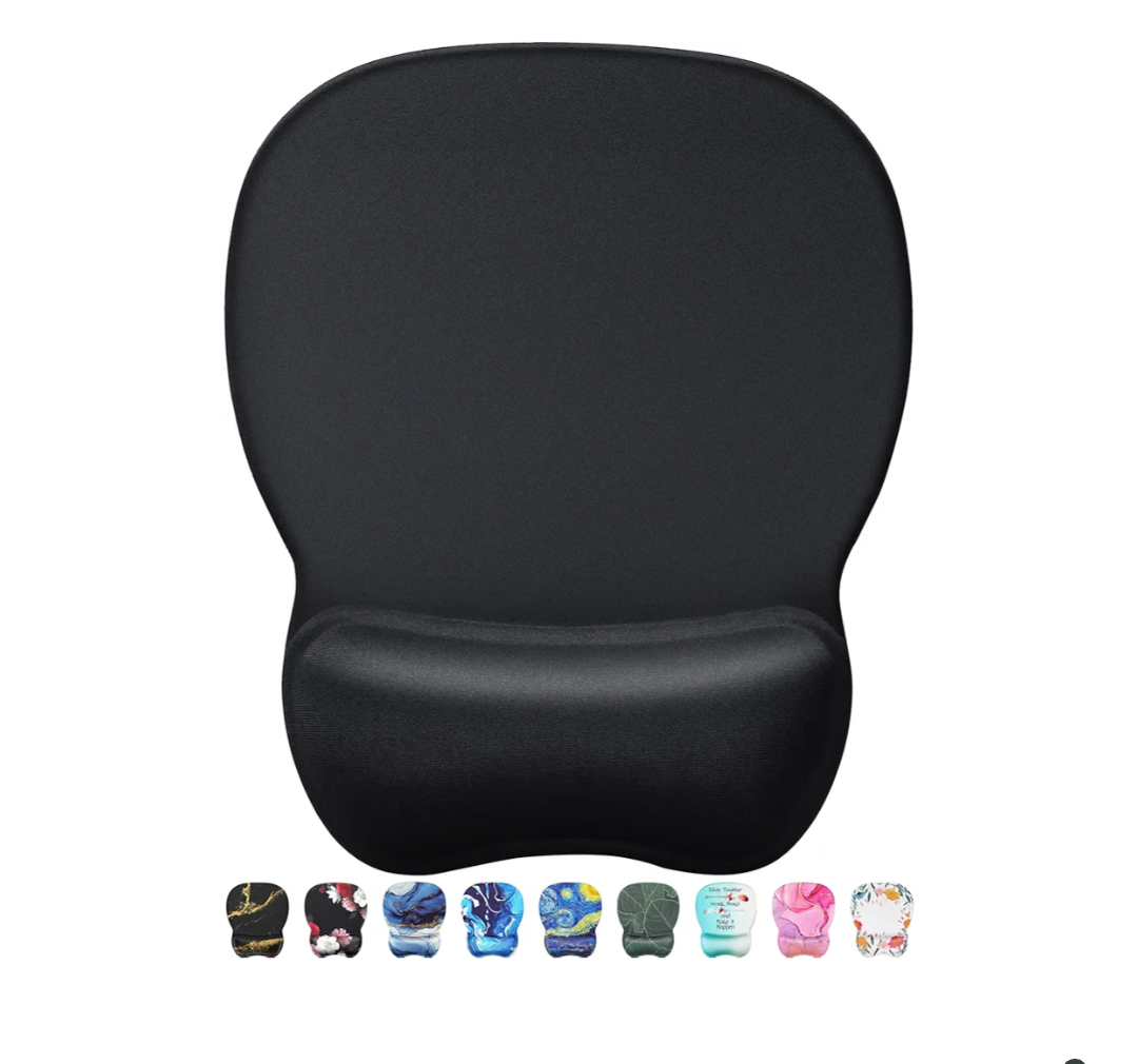 MROCO Ergonomic Mouse Pad with Gel Wrist Rest, Comfortable Mousepad with Smooth Wrist Support Surface and Non-Slip PU Base for Pain Relief, Computer, Laptop, Office & Home, 9.4 x 8.1 in, Black Color