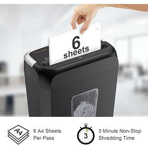 Bonsaii Paper Shredder for Home Use, 3.4 Gal Wastebasket, 6 Sheet Crosscut Paper Credit Cards, Staples, and Clips Shredder for Home Office Use, Portable Handle Design (C237-B New Version)