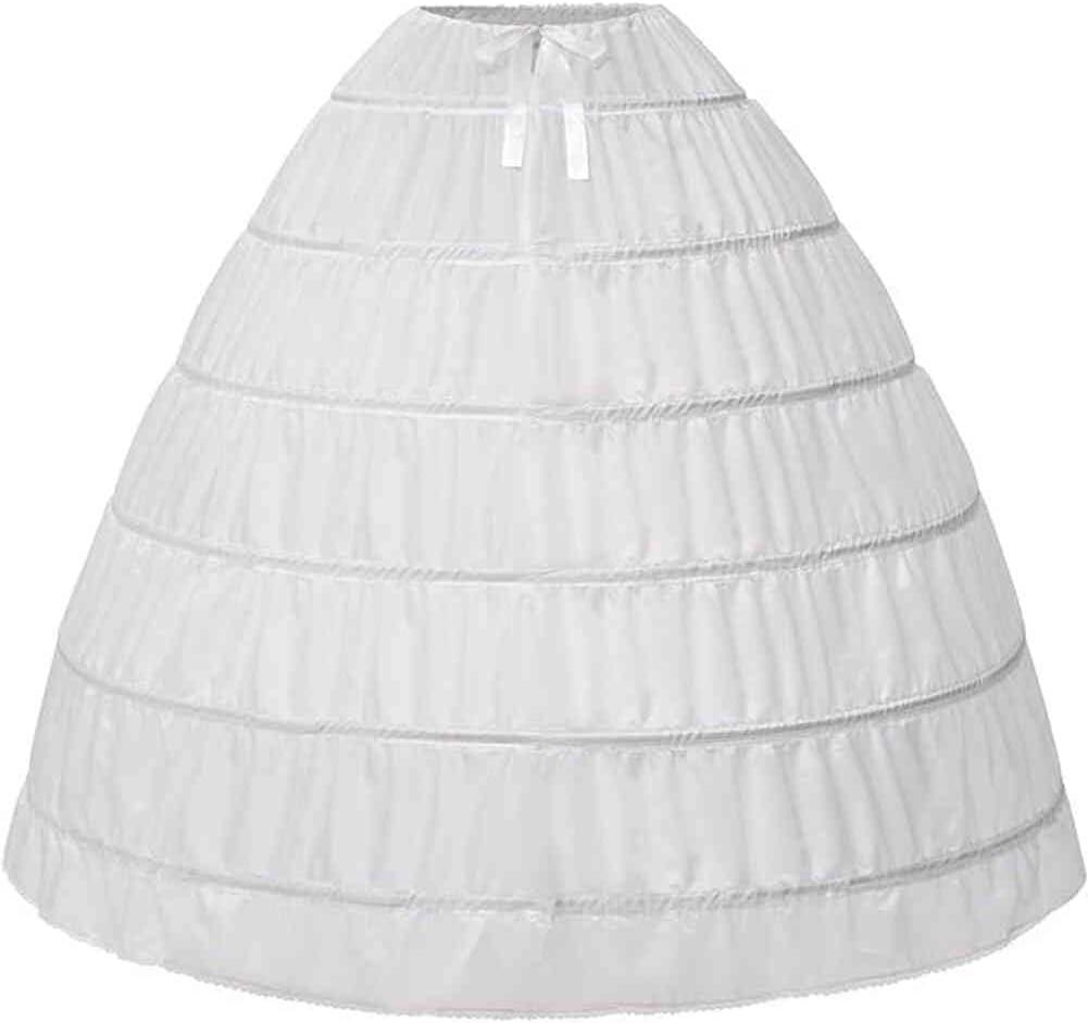 Women Crinoline Petticoat A-line 6 Hoop Skirt Slips Long Underskirt for Wedding Bridal Dress Ball Gown (One Size, White)