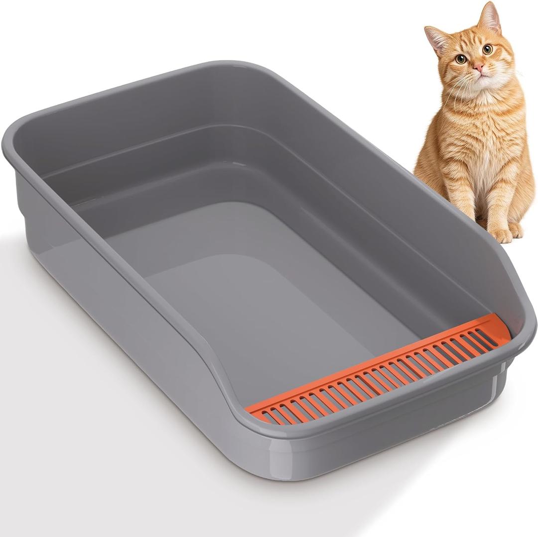 Vealind Extra Large Cat Litter Box with High Sides and Low Entrance
Kitty Litter Box for Kitten, Senior Cat and Big Cats, 23.6" x15.7" x6.3" Easy to Clean Anti-Splashing, Sides Entry Litter Pan