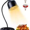 Food Heat Lamp: [3 Heating Bulb Included] [Steady Heating] Heat Lamp for Food, Commercial Food Warmer Lamp for Food Catering Food Warming Lamp for Buffet Parties (Black, 32" H/1Head)