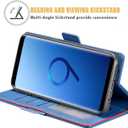 QLTYPRI Case for Samsung Galaxy S9, Soft Premium PU Leather Flip Case with Card Slot Kickstand Split Magnetic Closure Shockproof Protective Slim Wallet Cover for Samsung Galaxy S9 - Blue