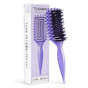 Curly Hair Brush,Curl Defining Brush for Effortlessly Defined Curls & Waves,Vented Hair Brush for Wet & Dry Hair,Women and Men,Reduces Frizz (Purple)