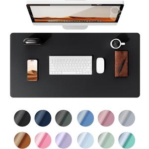 YSAGi Leather Desk Mat, Large Mouse Mat, Non-Slip Desk Pad Desk Protector Mat, Waterproof PU Leather Laptop Mat Table Mat Desk Writing Pad for Office and Home (90 x 43 cm, Black) (35.4" x 17")