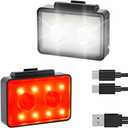 Bike Lights for Night Riding, USB Rechargeable, Front and Back, 3+4 Modes, Headlight and Taillight Set, IP44 Waterproof, Accessories, Night, (2 Pack) (Black)