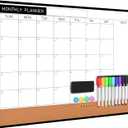 Dry Erase Calendar Cork Board Combo, 18 x 24 Inches Monthly Calendar Whiteboard for Wall, Magnetic White Board with Aluminium Alloy Frame, Hanging Dry Erase Board for Planner Office Kitchen Home Memo