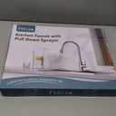 FEELSO Kitchen Faucets with Pull Down Sprayer, High Arc Single Handle Kitchen Sink Faucet, 1 or 3 Hole Brushed Nickel Water Faucets for Farmhouse Laundry Camper Rv Bar (Gold)