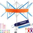 Yarn Swift, Yarn Umbrella Swift for Crocheting, Adjustable Angle Height Skein Holder Compatible with Ball Winder Gifts for Knitting Loves, Easy to Install, Foldable Design with Storage Bag (Blue)