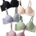 Pack of 5,Women Comfort No Wire Bras Seamless No Show Bra Pack (36B, Mkl-mix2)