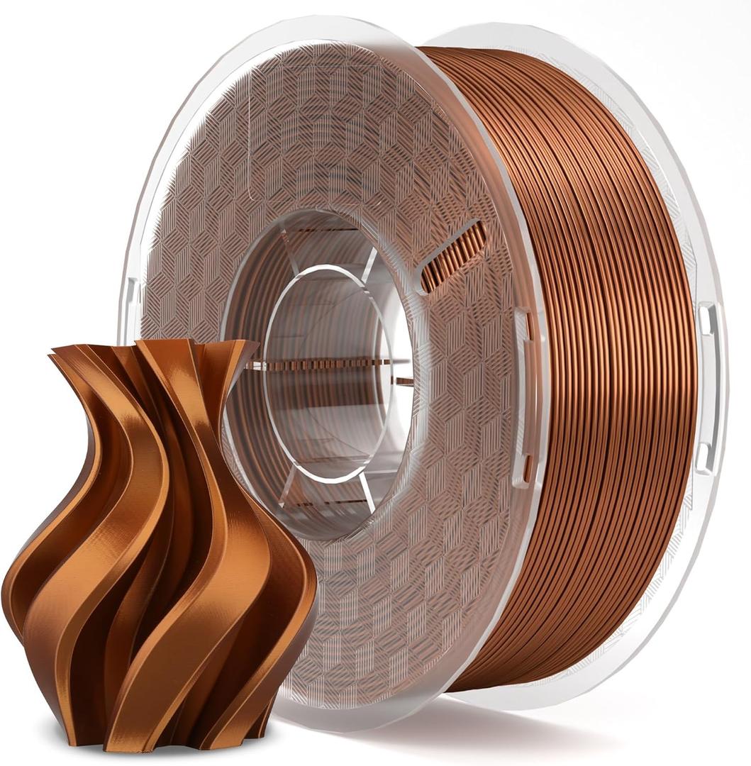 ELEGOO Silk PLA Filament 1.75mm Copper 1KG, 3D Printer Filament Dimensional Accuracy +/- 0.02mm, 1kg Spool(2.2lbs) Fits for Most FDM 3D Printers, Silk Copper