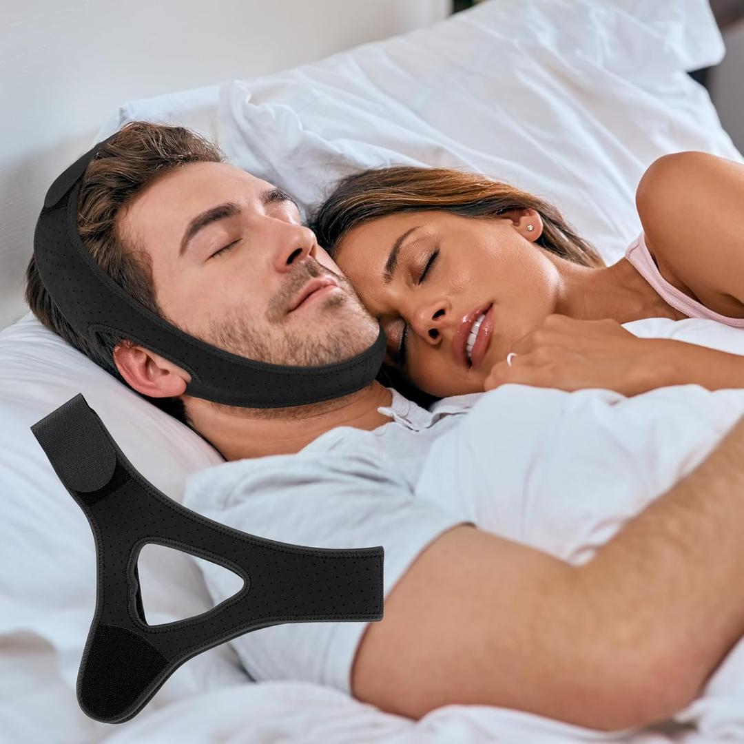 Snore Chin Strap for Sleeping Snoring Chin Strap Comfortable Jaw Support snoring Solution Adjustable Effective Snoring Sleep Device Reducing Aid for Women and Men (Black)