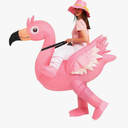 One Casa Inflatable Flamingo Costume Riding On Flamingo Air Blow up Funny Fancy Dress Party Halloween Costume for Adult