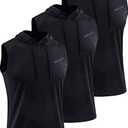 NELEUS Men's Workout Tank Tops Sleeveless Running Shirts with Hoodie,5098,3 Pack, Black/Black/Black, M