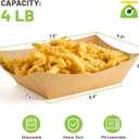 ZORRITA 4 LB Large Paper Food Trays, 50 Pack Disposable Nacho Trays Kraft Paper Food Boats Party Serving Baskets for Nachos Sandwiches Burgers Popcorns Salads Snacks