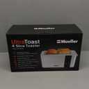 Mueller UltraToast Full Stainless Steel Toaster 4 Slice, Long Extra-Wide Slots for Bagels and Waffles, 6 Browning Levels, LED Display, Cancel/Defrost/Reheat Functions & Removable Tray, Kitchen Gadgets