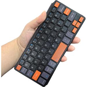 DOGAIN Universal Bluetooth Mini Keyboard, Rechargeable Portable Travel Keyboard with Orange Keys & Adjustable Angle Stand, Compact Wireless Keyboard for iPad/iPhone/Tablet/Laptop & Android/Windows/iOS