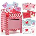 TooyBing Valentines Day Boxes for Kids Classroom, 28 Pack Valentines Day Cards for Kids School with DIY Heart Mailbox, Cute Box for Class Cards Exchange, Craft Party Favor for Boys Girls