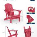 MUCHENGHY Folding Adirondack Chairs, Patio Chairs, Lawn Chairs, Outdoor Chairs, Adirondack Chair Plastic, Fire Pit Chairs, Weather Resistant with Cup Holder for Deck, Backyard, Garden(Red), 32.9D x 29.4W x 35.8H in