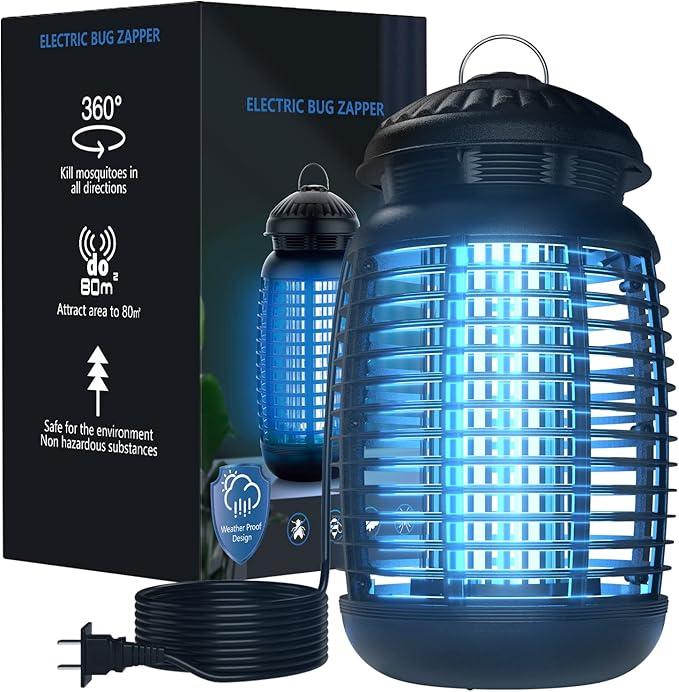 Bug Zapper for Indoor and Outdoor, 4200V Electric Mosquito Zapper, High Powered Waterproof Fly Zappers Mosquito Traps Outdoor, Fly Control for Home, Kitchen, Backyard, Camping
